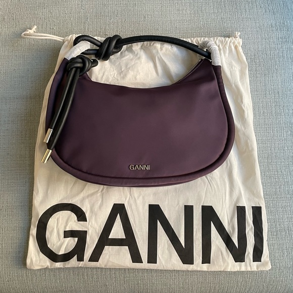 Ganni Handbags - GANNI Burgundy Medium Knot Baguette bag (recycled material)